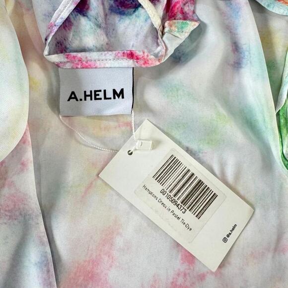 A Helm Hamptons Dress in Pastel Tie Dye Flowy Halter Asymmetric Hem Sundress NEW - Picture 12 of 14